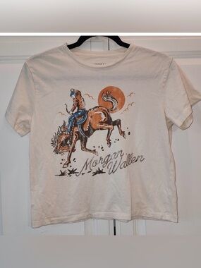 Morgan Wallen Cowboy And Horse Crop Tee Women’s Size Small Authentic